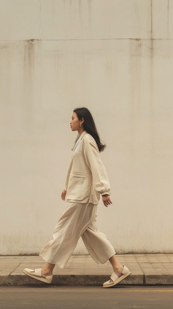 Asian woman person walking adult architecture pedestrian.