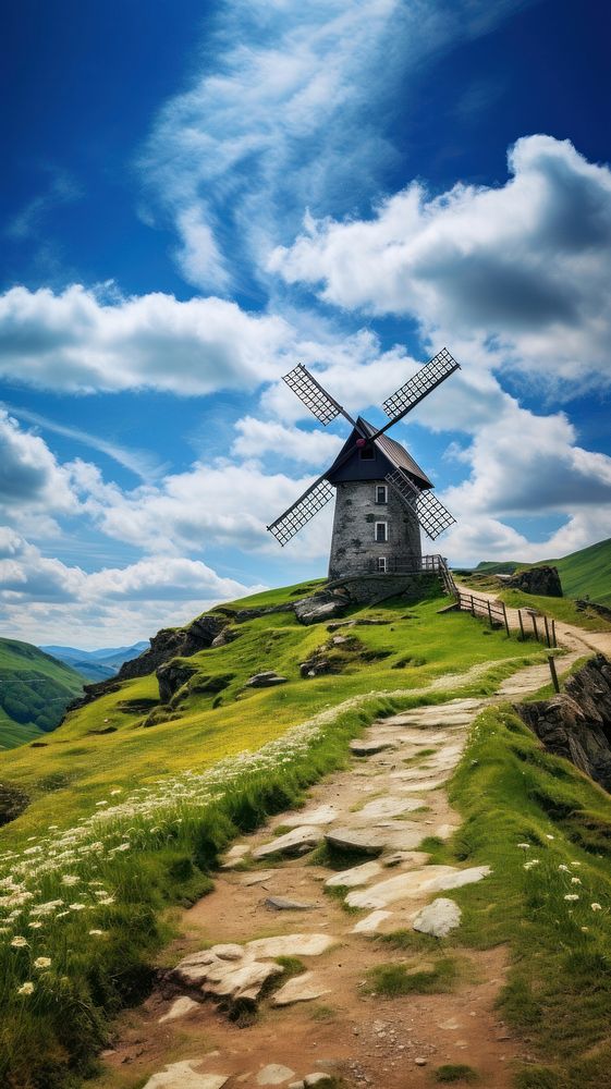  Nature windmill outdoors nature. AI generated Image by rawpixel.