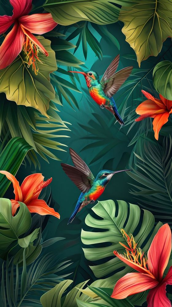 Tropical backgrounds hummingbird outdoors.