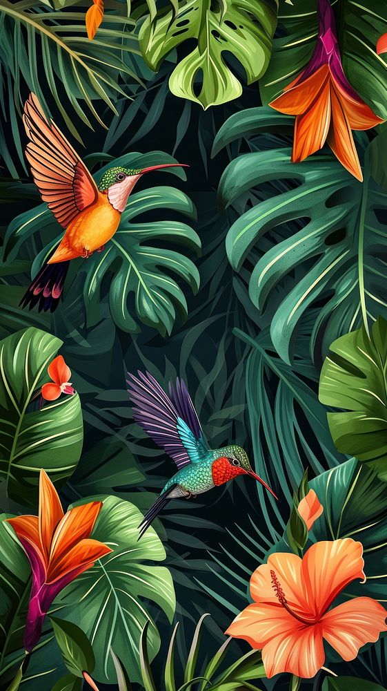 Tropical bird backgrounds outdoors.