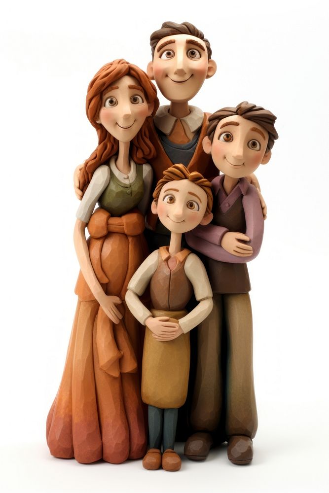 Family made up of clay figurine adult doll.