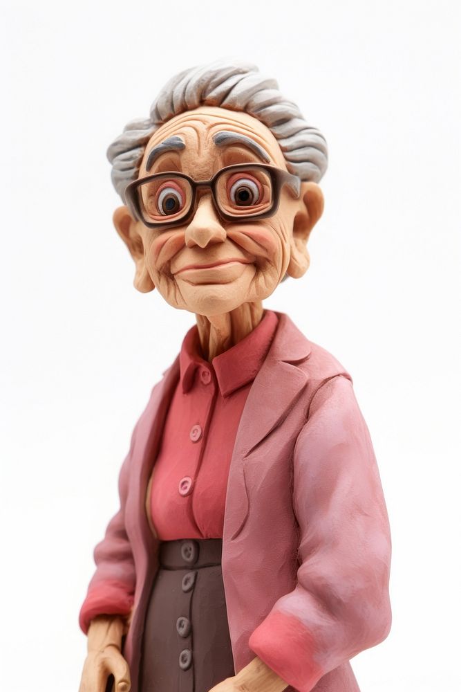 Grandma made up of clay figurine glasses adult.