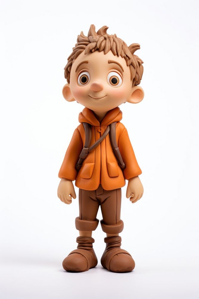 Kid made up of clay doll toy white background.