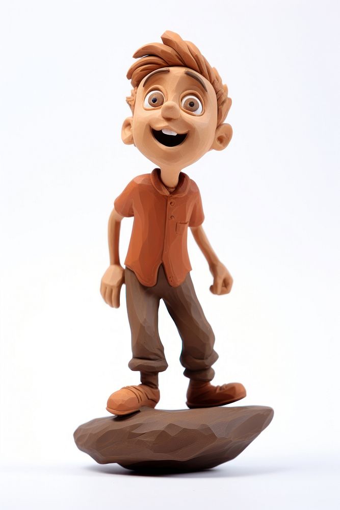 Kid made up of clay figurine toy white background.