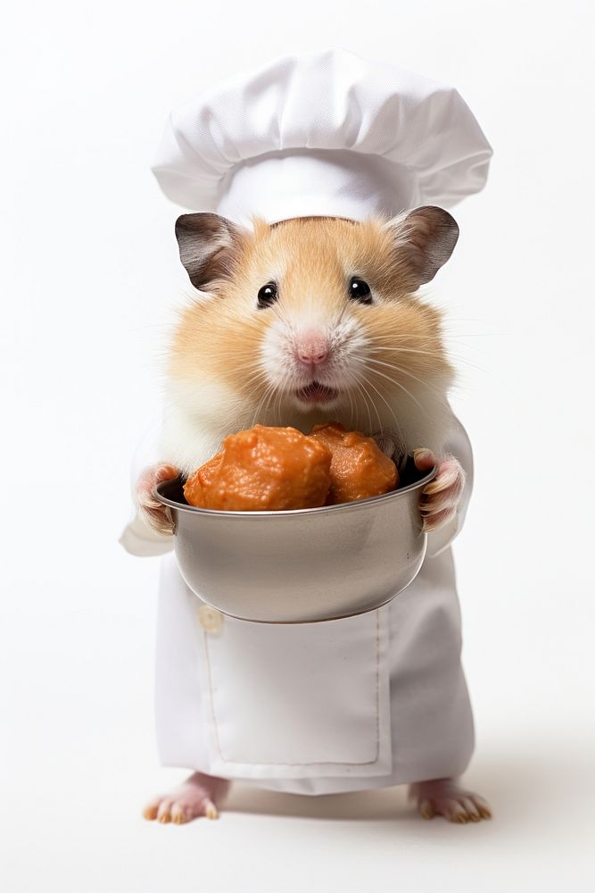 Hamster holding saucepan animal rodent mammal.