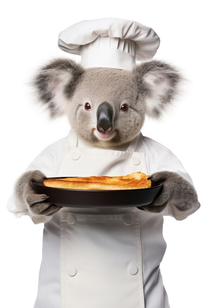 Koala holding food mammal animal chef.