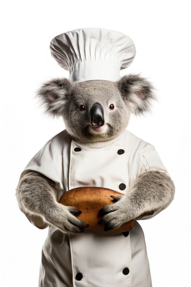 Koala animal chef white background.
