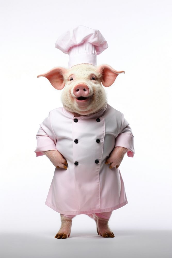 Pig mammal chef vegetable.