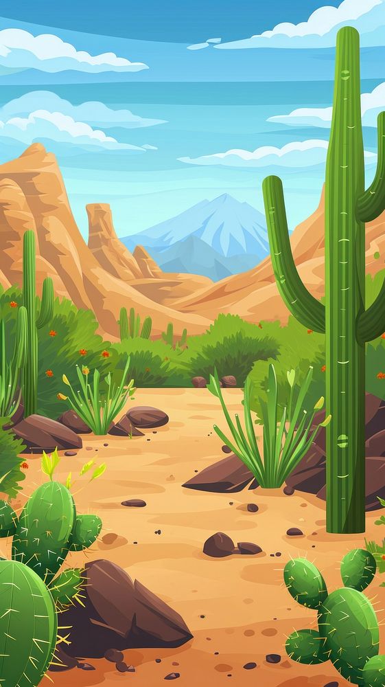 Desert landscape cactus outdoors desert.