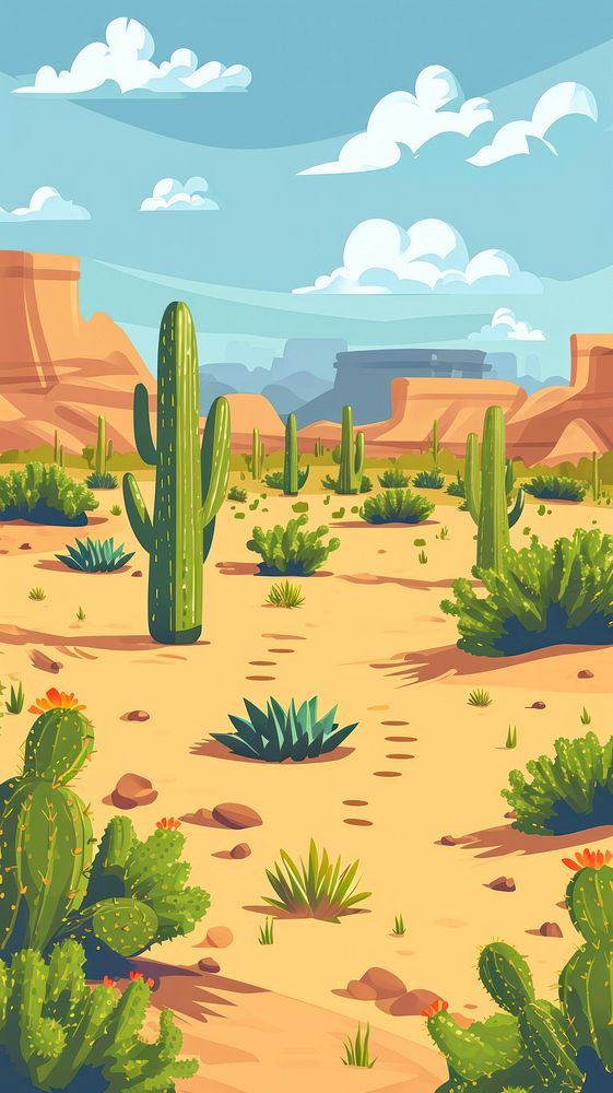 Desert landscape desert cactus outdoors.