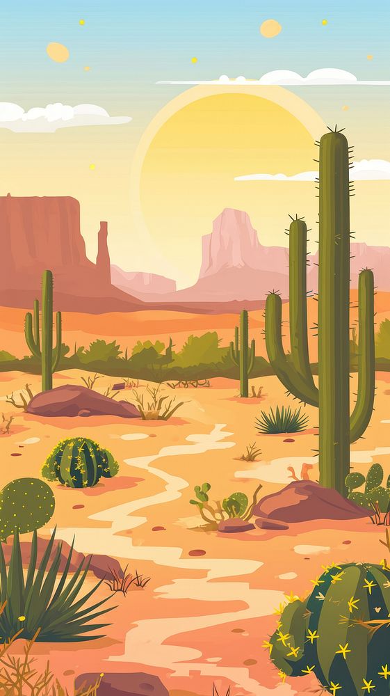 Desert landscape desert cactus outdoors.