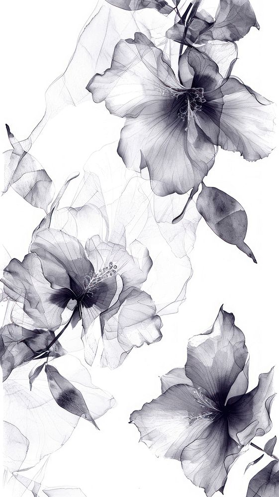 Tropical flowers backgrounds drawing sketch.