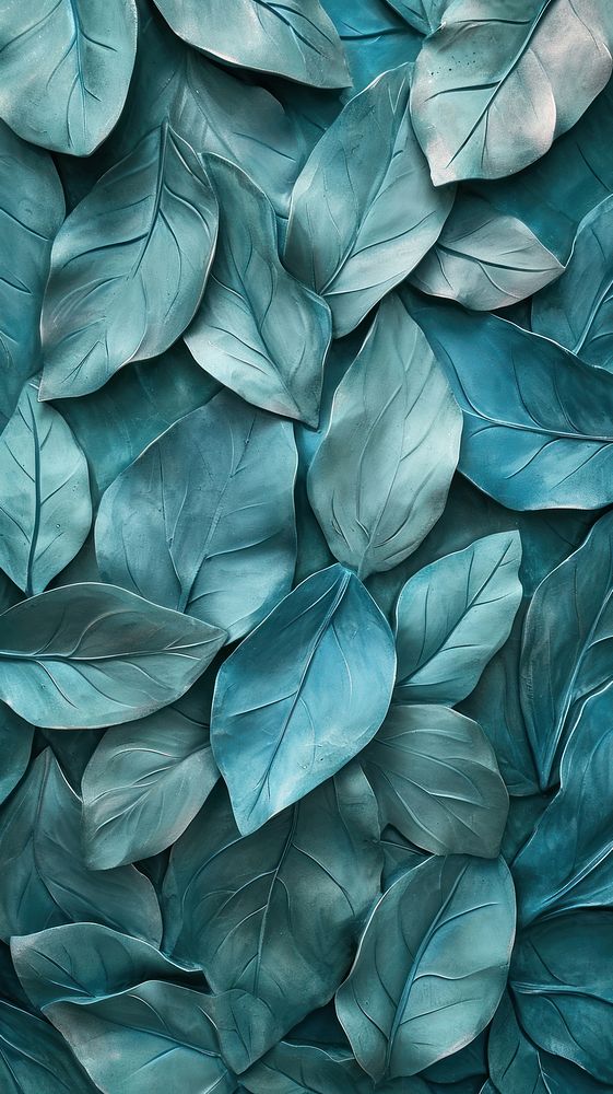 Leaves bas relief pattern plant leaf blue.