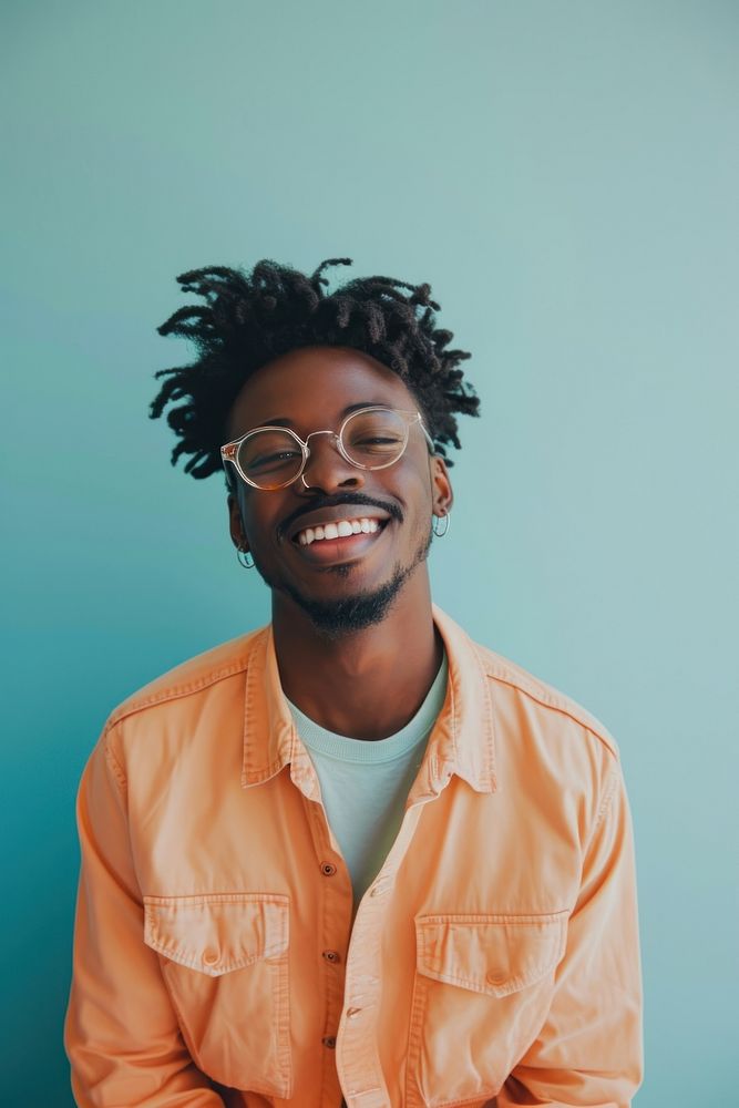 African american man glasses smiling adult.