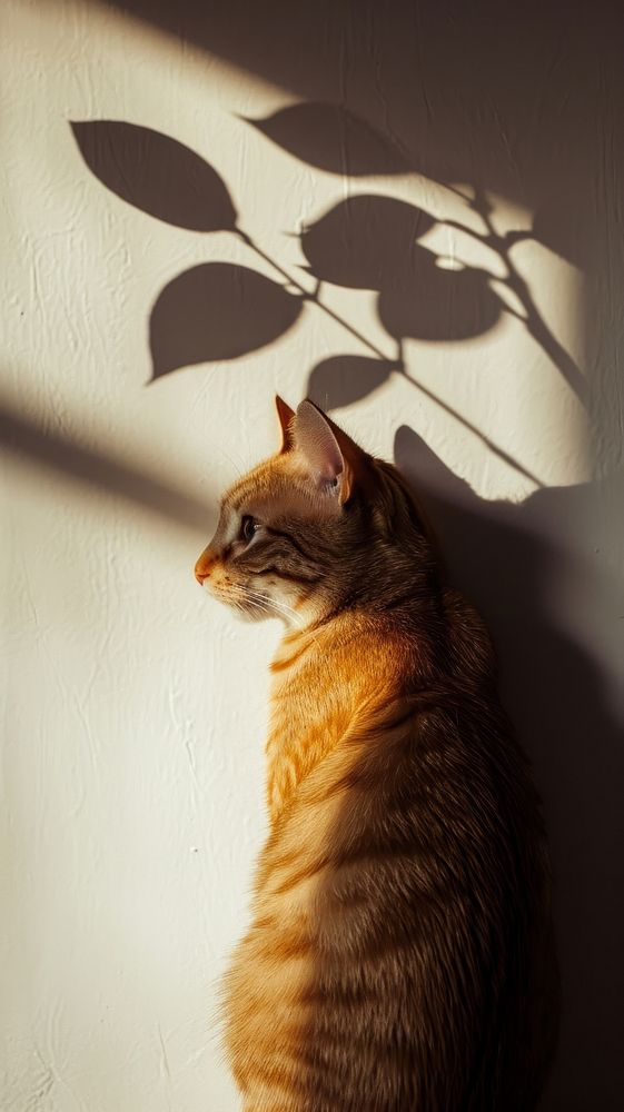 Orange cat wall animal mammal.