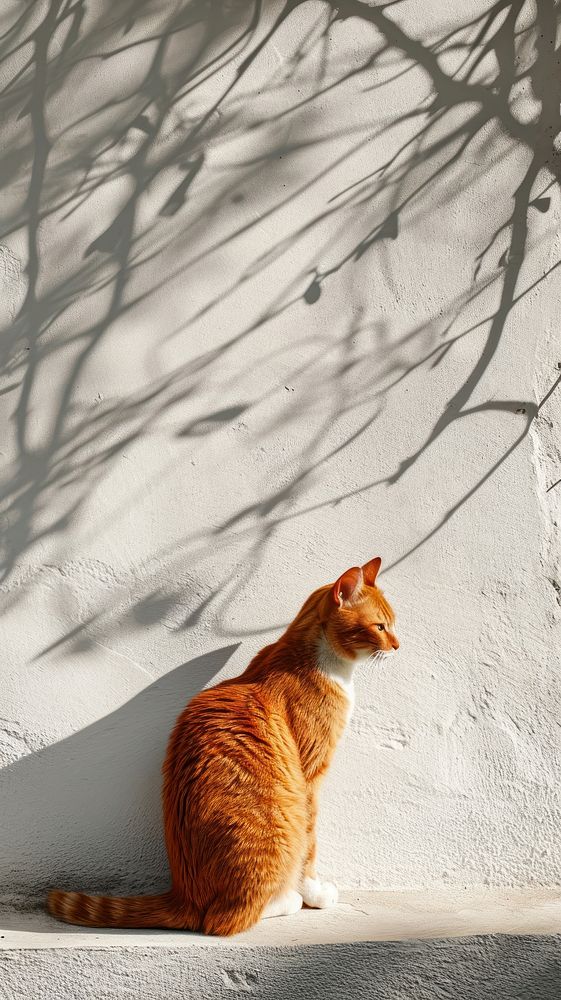 Orange cat wall architecture mammal.