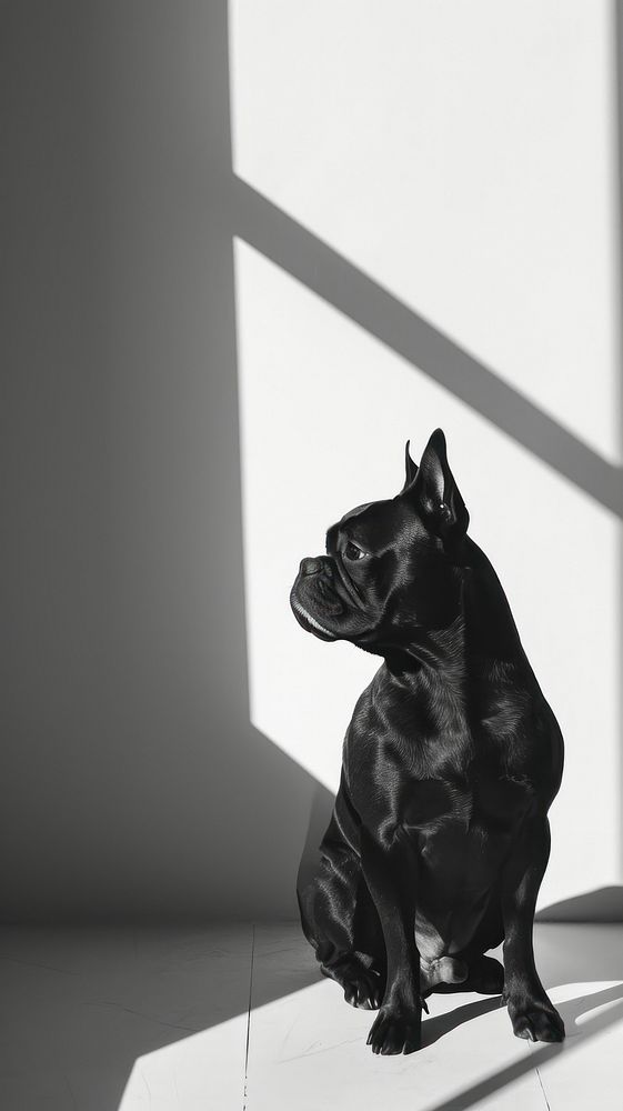 A happy bulldog mammal animal shadow.