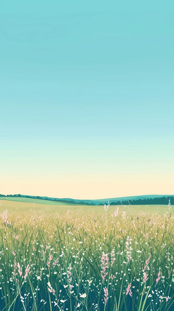 Field and pastel blue sky landscape outdoors horizon.