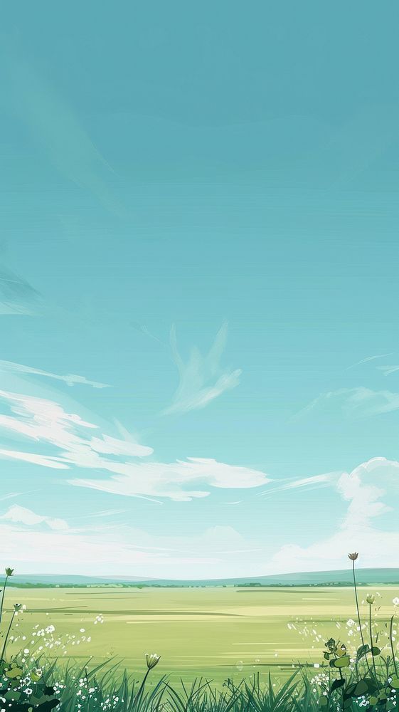 Field and pastel blue sky backgrounds outdoors horizon.