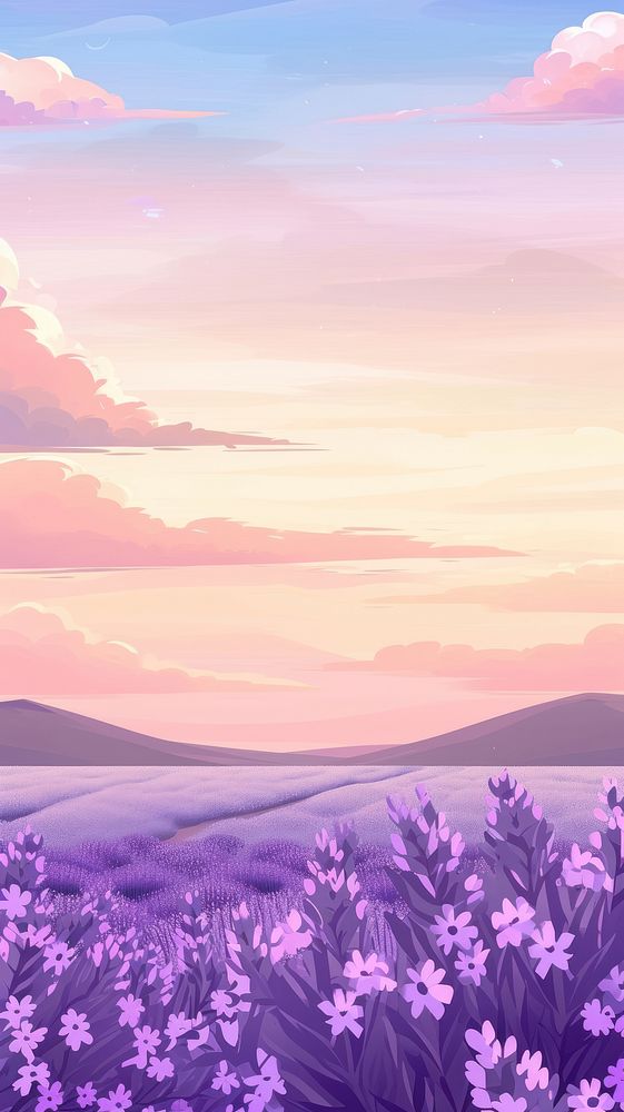 Lavender meadow and pastel sky backgrounds landscape outdoors.