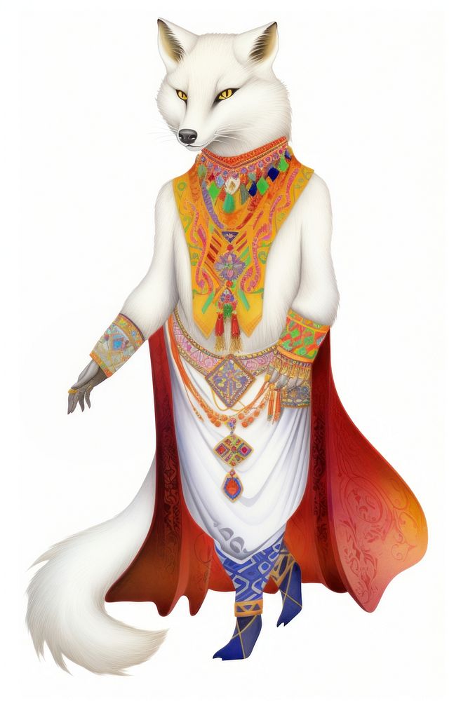 White fox animal mammal art.
