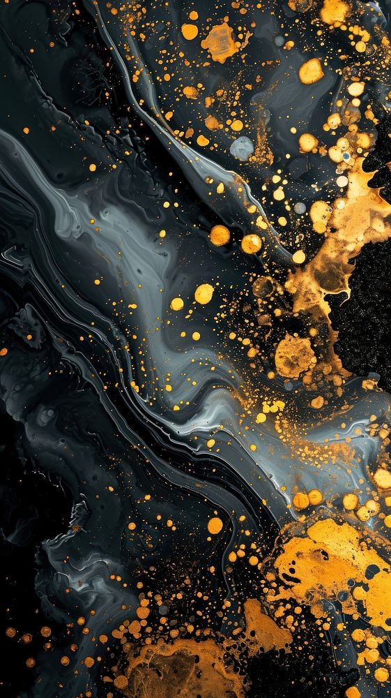  Fluid acid art black and gold abstract backgrounds accessories. AI generated Image by rawpixel.