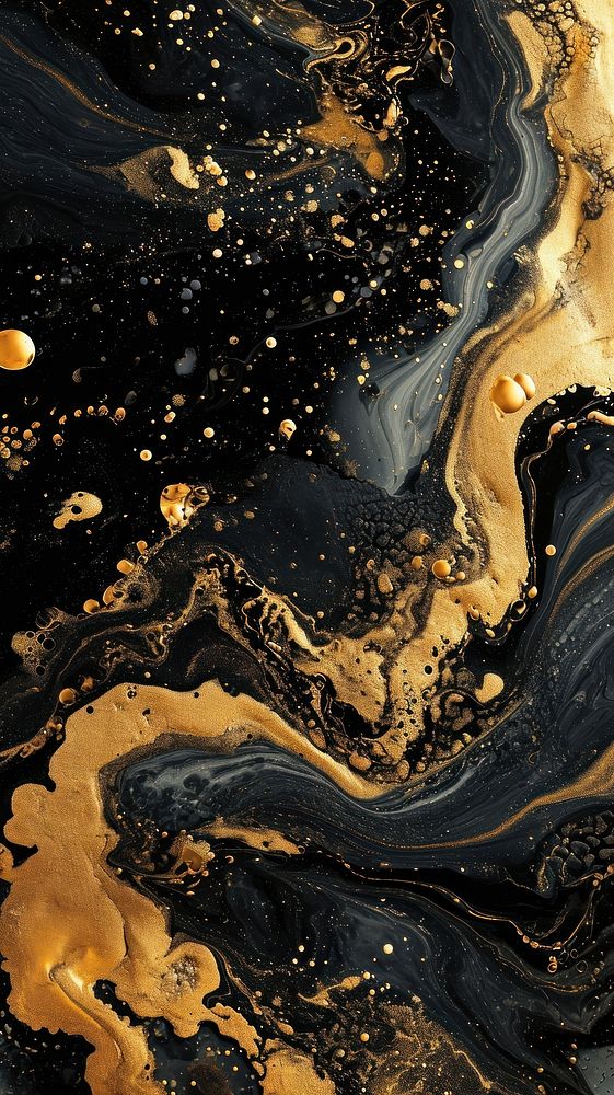  Fluid acid art black and gold abstract backgrounds accessories. AI generated Image by rawpixel.