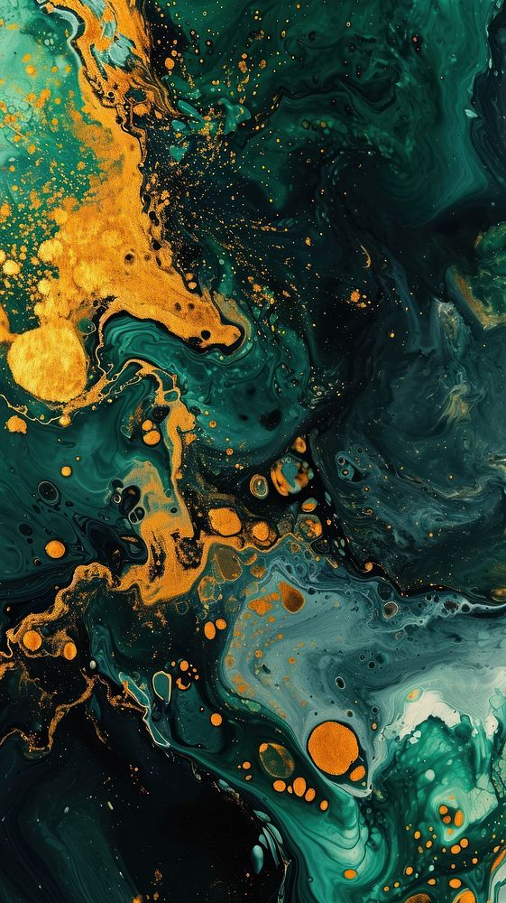  Fluid acid art green and gold abstract painting backgrounds. AI generated Image by rawpixel.
