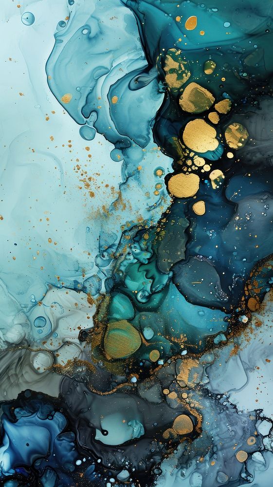  Fluid oil and ink art abstract painting outdoors. AI generated Image by rawpixel.