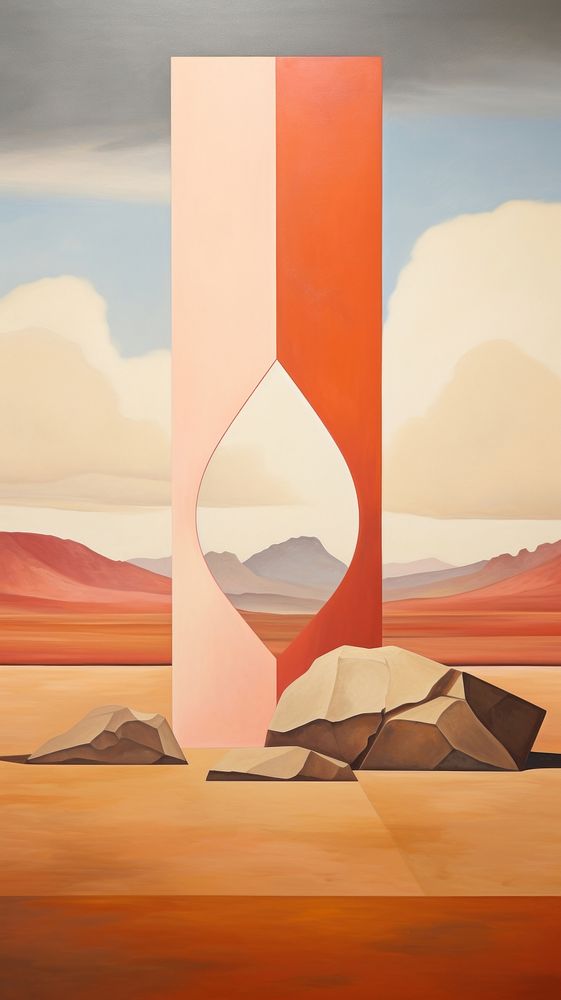  Geometric shape painting desert art. AI generated Image by rawpixel.