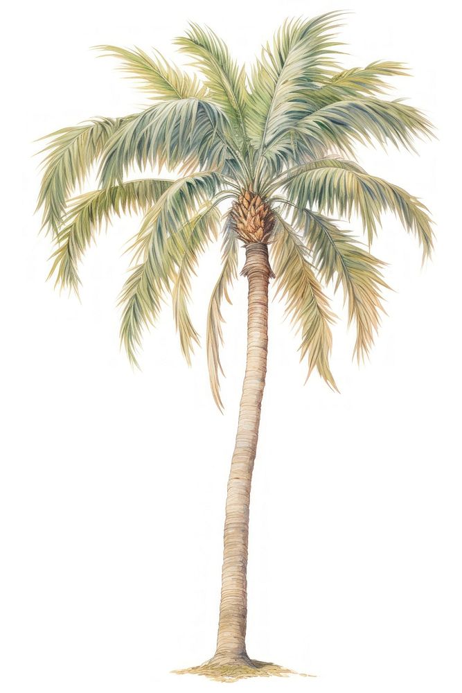 Palm tree drawing plant white background. AI generated Image by rawpixel.