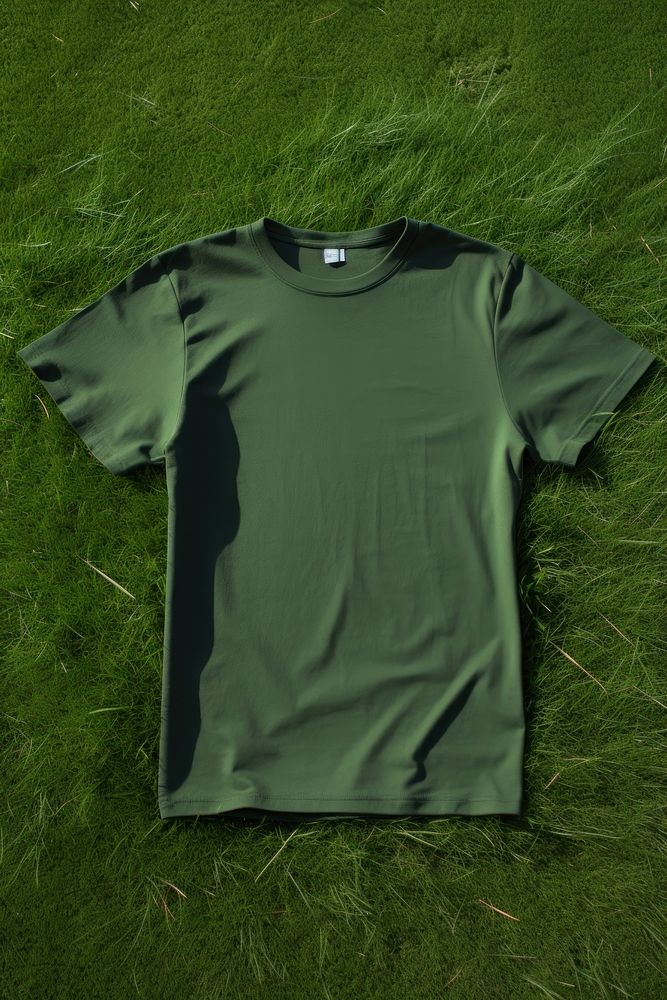 Black t-shirt sleeve grass plant.