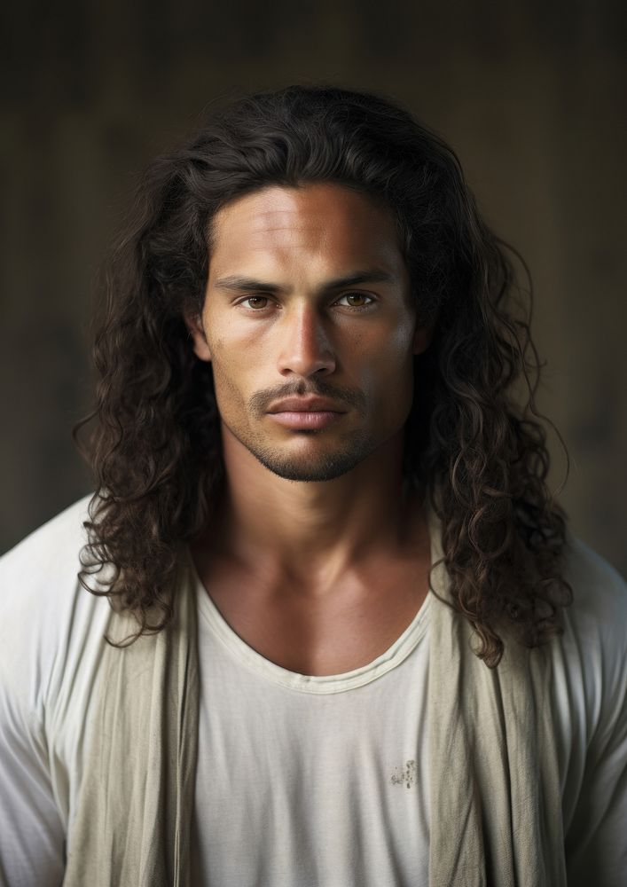 A Tonga male with original hair style portrait adult photo.