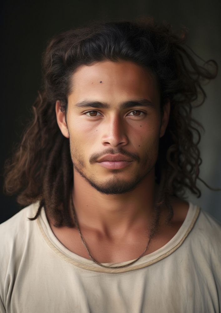 A Tonga male with original hair style portrait adult photo.