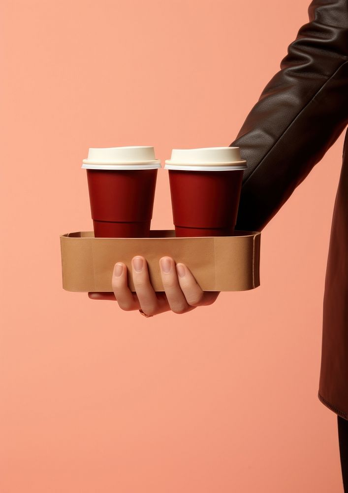 Take away coffee holder with 2 coffee cup hand cardboard mug.