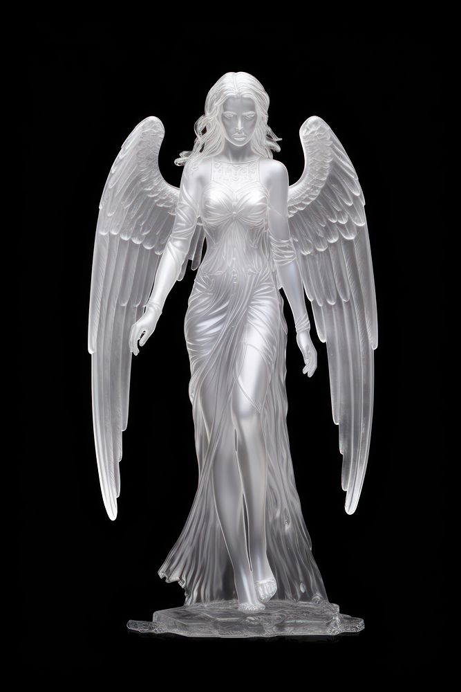 Angel frosted ice sculpture statue art.