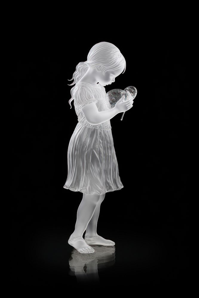 Baby girl frosted ice dancing statue black.