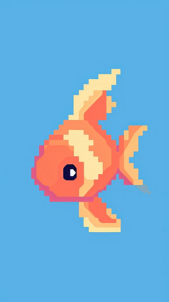Cute goldfish aquarium pixelated swimming.