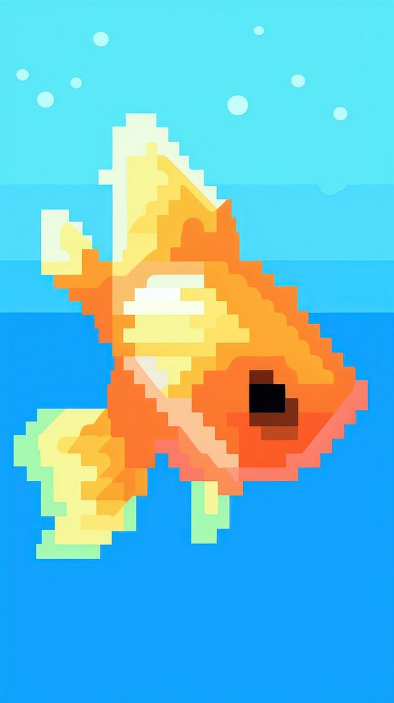 Cute goldfish animal pixelated swimming.