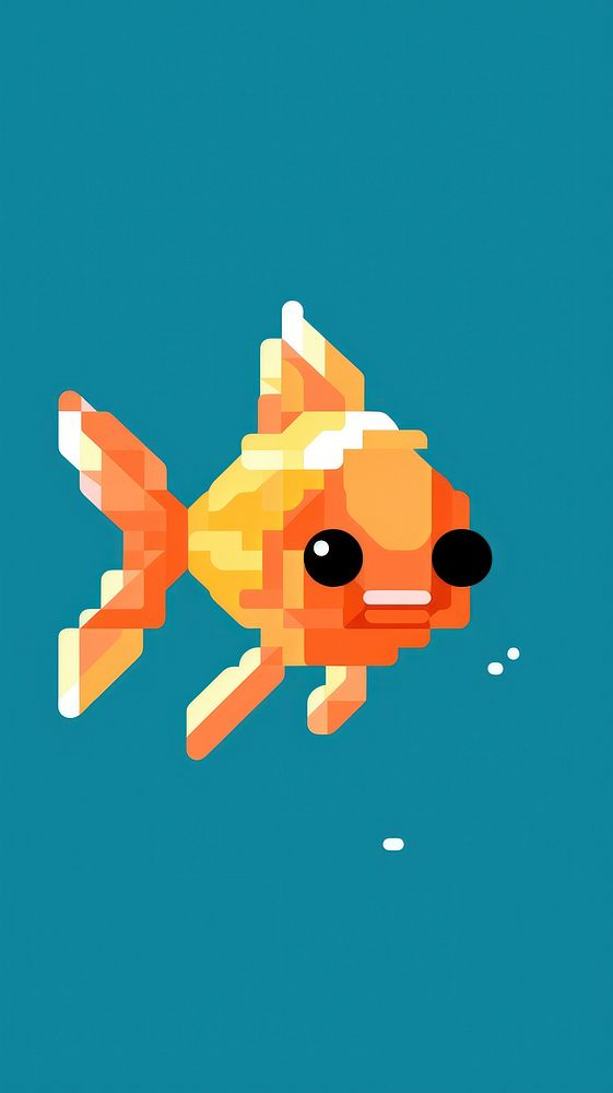 Cute goldfish aquarium animal pixelated.