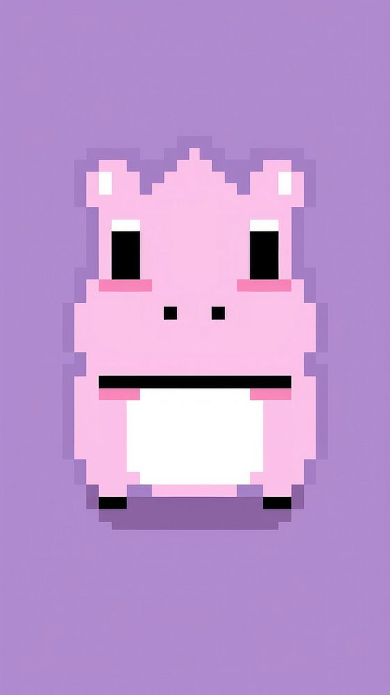 Hippo purple pixelated portrait.
