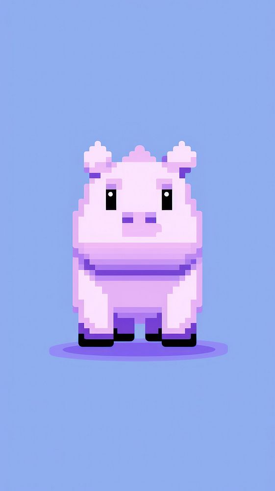 Hippo mammal representation pixelated.