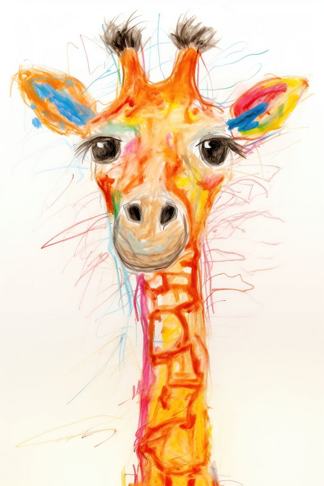  Giraffe drawing animal mammal. AI generated Image by rawpixel.
