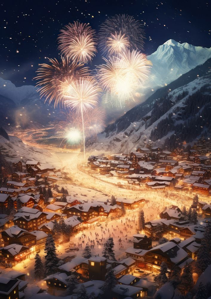 Fireworks mountain landscape outdoors. AI generated Image by rawpixel.