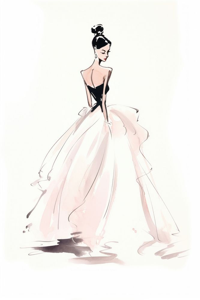 Bride sketch fashion cartoon.