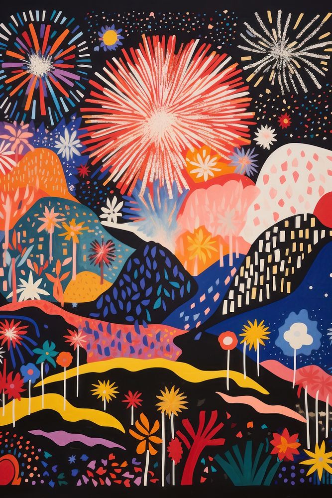 Fireworks painting land art. AI generated Image by rawpixel.