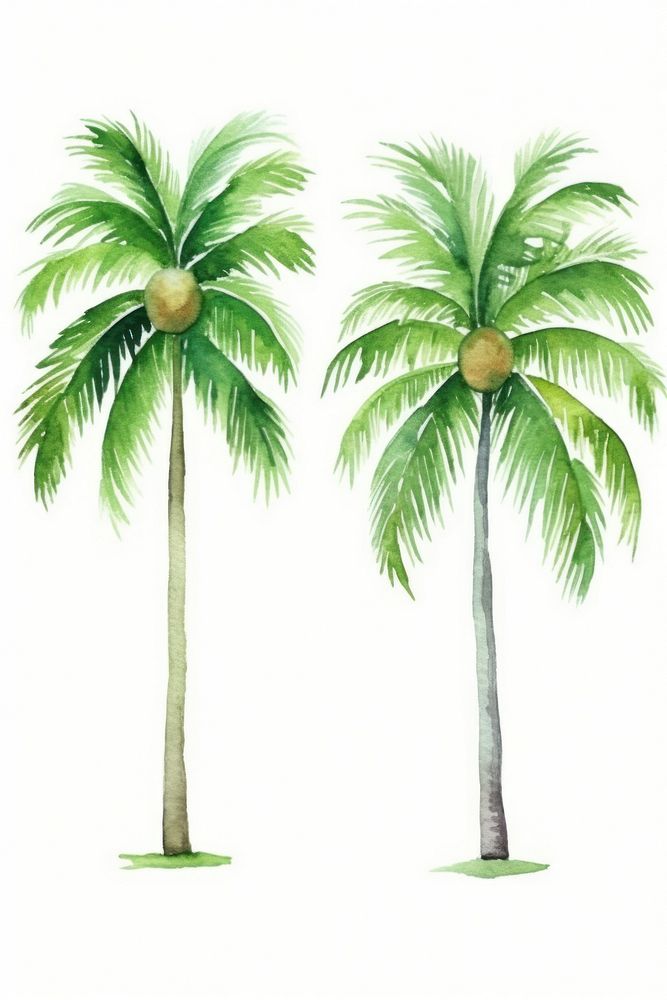 Coconut trees plant white background arecaceae.