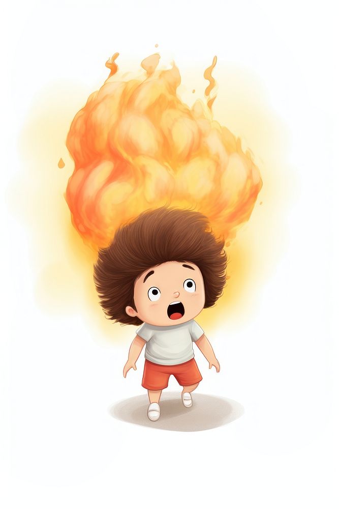 Explosion cute fire cartoon.