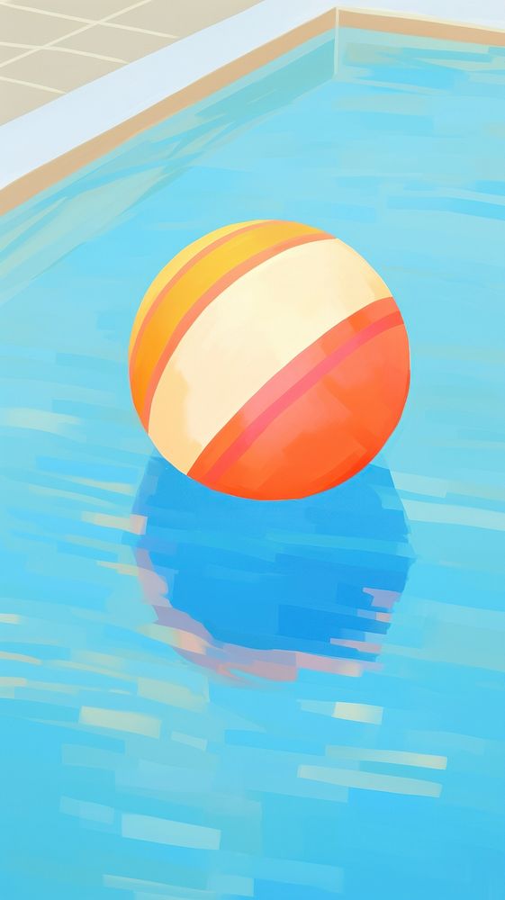  Beach ball floating on swimming pool sports reflection refraction. AI generated Image by rawpixel.