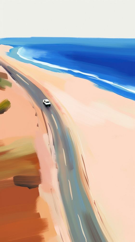  Car driving at the road along the beach outdoors vehicle nature. AI generated Image by rawpixel.
